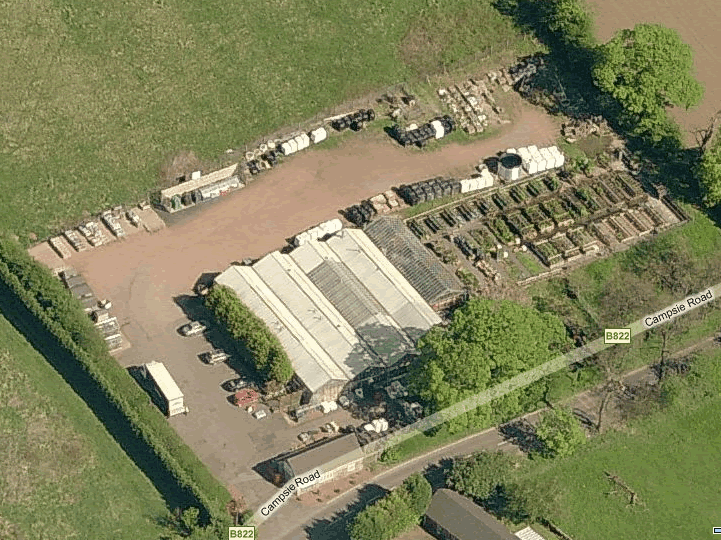 West Carlston Garden Centre aerial view close up